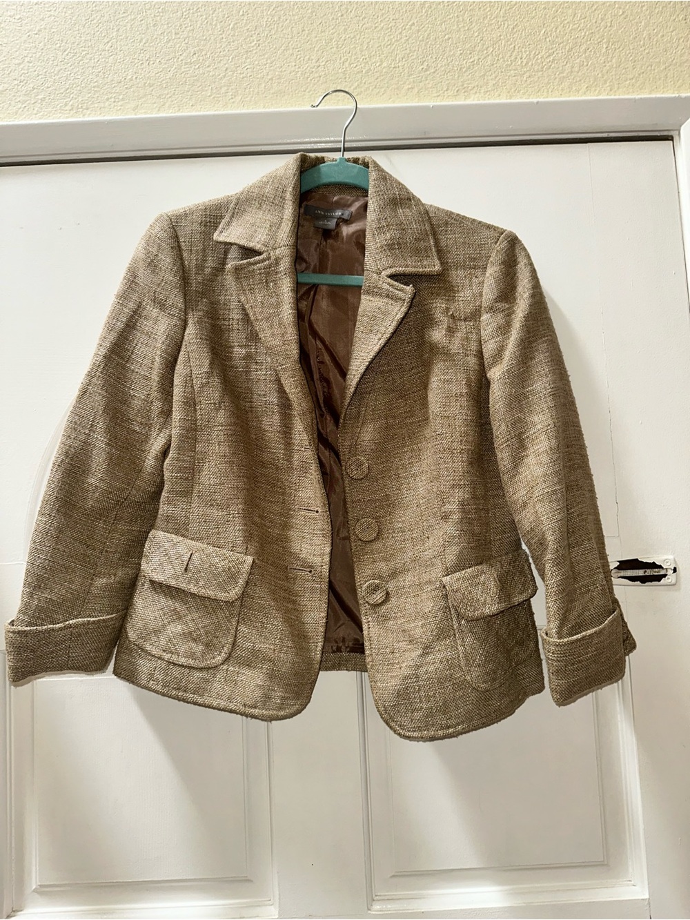 Girls' Tan Tweed Blazer Jacket